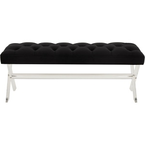 image:imageSAFAVIEH Couture Collection Tourmaline Black Velvet Tufted Acrylic XLeg Bench