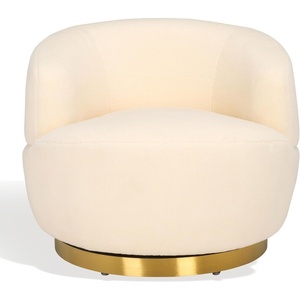image:imageSAFAVIEH Couture Flynn Faux Lamb Wool Swivel ChairIvory  Gold