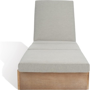 image:imageSAFAVIEH Couture Outdoor Collection Vincent NaturalDark Brown Wood Chaise Lounge ChairBrownLight Grey