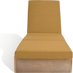 image:imageSAFAVIEH Couture Outdoor Collection Vincent NaturalDark Brown Wood Chaise Lounge ChairNaturalBrown