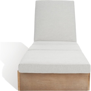 image:imageSAFAVIEH Couture Outdoor Collection Vincent NaturalDark Brown Wood Chaise Lounge ChairNaturalWhite