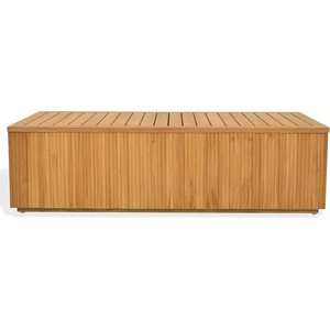 image:imageSAFAVIEH Couture Outdoor Patio Furniture Collection  Saint Lucia Natural Teak Wood Coffee Table Reeded Outdoor Accent Table for Patio Deck amp Garden Solid Teak CPT1070ANatural
