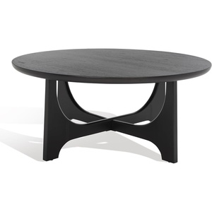 image:imageSAFAVIEH Furniture  Sasha Wood Coffee Table  Medium Oak  Wood  Modern Round Design  Ideal for Living Room Family Room Lounge 40W x 40D x 175H SFV2128CBlack