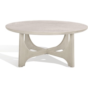 image:imageSAFAVIEH Furniture  Sasha Wood Coffee Table  Medium Oak  Wood  Modern Round Design  Ideal for Living Room Family Room Lounge 40W x 40D x 175H SFV2128CWhite Washed