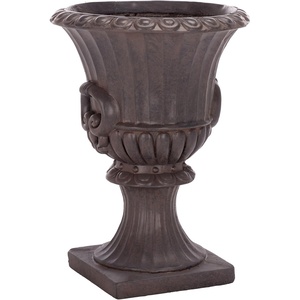 image:imageSAFAVIEH Outdoor  Arden Pedestal Planter Pot  Brown Magnesium Oxide WeatherResistant Garden Urn with Drainage Hole for Patio Porch amp Entryway 11 W x 11 D x 154 H PAT5044BBrown