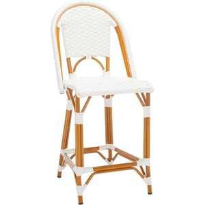 image:imageSAFAVIEH Outdoor  California 25Inch Bistro Counter Stool  White  Faux Wicker amp Aluminum Frame  Woven Bistro Counter Design  Ideal for Patio Deck Sunroom Bar Area PAT7532CWhite