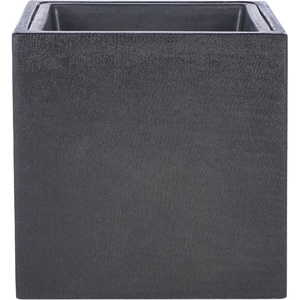 image:imageSAFAVIEH Outdoor  Larlen Black Concrete Ficonstone Planter Pot Frost Resistant Modern Cube Planter for Patio Deck Garden No Drainage 129 W x 129 D x 129 H PAT1520A