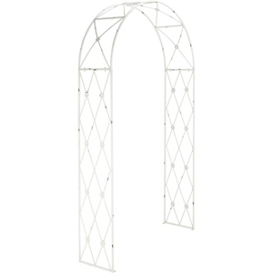 image:imageSAFAVIEH Outdoor Collection Atticus Rustic Brown Wrought Iron Lattice Arch Garden ArborAntique White