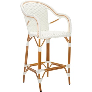 image:imageSAFAVIEH Outdoor Collection California White Bar Stool with Arms Fully AssembledWhite