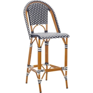 image:imageSAFAVIEH Outdoor Collection California White Bistro 30inch Seat Height Bar Stool Fully AssembledNavyWhite