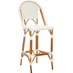 image:imageSAFAVIEH Outdoor Collection California White Bistro 30inch Seat Height Bar Stool Fully AssembledWhite