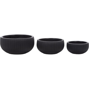 image:imageSAFAVIEH Outdoor Patio Furniture Collection  Anita Beige Planter Pot Set of 3 Fiber Clay Decorative Planters Ribbed Bowl Design Modern Indoor amp Outdoor Accent PAT4602BSET3Black
