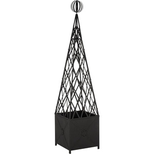 image:imageSAFAVIEH Outdoor Patio Furniture Collection  Caledonia Antique White Iron Trellis Planter Tall WeatherResistant Garden Box PAT5048ABlack