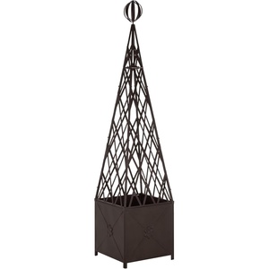 image:imageSAFAVIEH Outdoor Patio Furniture Collection  Caledonia Antique White Iron Trellis Planter Tall WeatherResistant Garden Box PAT5048ARustic Brown