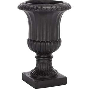 image:imageSAFAVIEH Outdoor Patio Furniture Collection  Durham Brown Magnesium Oxide Pedestal Planter Pot Rustic WeatherResistant Garden Urn PAT5045BBlack