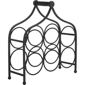 image:imageSAFAVIEH Outdoor Patio Furniture Collection  Floyd Black Iron 6Bottle Wine Holder Modern IndoorOutdoor Entertaining Rack PAT5042EBlack