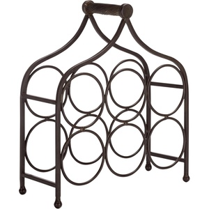 image:imageSAFAVIEH Outdoor Patio Furniture Collection  Floyd Black Iron 6Bottle Wine Holder Modern IndoorOutdoor Entertaining Rack PAT5042EBrown