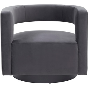 image:imageSafavieh Couture Edgar Velvet Swivel ChairDark GreyBlack