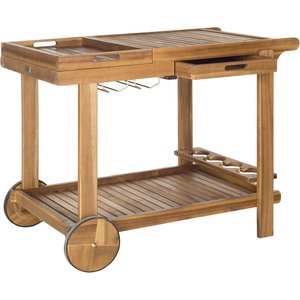 image:imageSafavieh Outdoor Collection Orland Natural Wood Tea Trolley CartNatural