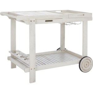 image:imageSafavieh Outdoor Collection Orland Natural Wood Tea Trolley CartWhite Wash