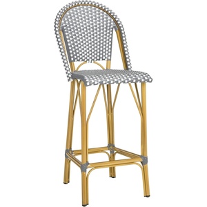 image:imageSafavieh PAT4008C Outdoor Collection Ford White French Bistro 30inch Bstro Bar StoolGrey  White