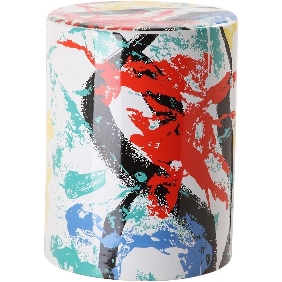image:imageSafavieh Kes Modern Abstract Ceramic Decorative Garden Stool Multicolored