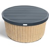 image:imageSAFAVIEH Couture  Outdoor Cleandra Storage Coffee Table  Natural amp Black Aluminum  Weather Resistant Fully Assembled  Ideal for Deck Patio Backyard 36 W x 36 D x 16 H CPT4017ANaturalBlack