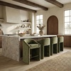 image:imageSAFAVIEH Couture Collection  Kagan Olive Green Chenille 27 Inch Counter Stool Upholstered CounterHeight Seating with Curved Back Fully Assembled SFV4857BOlive Green