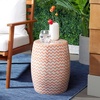 image:imageSAFAVIEH Home Collection  Salana 18Inch Chevron Ceramic Garden Stool White amp Orange Decorative Accent Stool IndoorOutdoor Side Table Plant Stand amp Patio Decor ACS4604AOrangeWhite