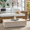 image:imageSAFAVIEH Outdoor  Tina Rectangle Coffee Table  TravertineEffect  Fully Assembled  Weather Resistant  Ideal for Deck Patio Backyard 394 W x 236 D x 106 H PAT6213ATravertine