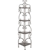 image:imageSAFAVIEH Outdoor Collection Turuca Antique White Wrought Iron 4Tier Corner Shelf Fully AssembledRustic Brown