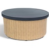 image:imageSAFAVIEH Couture  Outdoor Cleandra Storage Coffee Table  Natural amp Black Aluminum  Weather Resistant Fully Assembled  Ideal for Deck Patio Backyard 36 W x 36 D x 16 H CPT4017ANaturalBlack