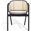 image:imageSAFAVIEH Couture Collection Emmy Tropical Coastal BlackNatural Rattan Back Dining ChairBlackNatural