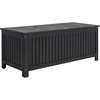 image:imageSAFAVIEH Outdoor  Abri Cushion Storage Box  Solid Wood  Coastal Resort Storage Bench Design  Ideal for Patio Deck Porch Backyard 18 W x 47 D x 19 H PAT7037ABlack