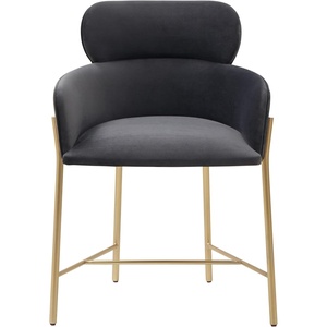 image:imageSAFAVIEH Couture Charlize Velvet Dining ChairDark Grey  Gold