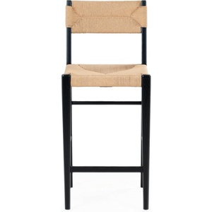 image:imageSAFAVIEH Couture Collection  Cody 26Inch Counter Stool  Black Frame with Natural Paper Cord Seat RattanInspired Design Fully Assembled SFV4228ABlackNatural