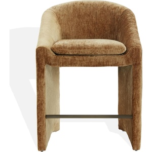 image:imageSAFAVIEH Couture Collection  Kagan Olive Green Chenille 27 Inch Counter Stool Upholstered CounterHeight Seating with Curved Back Fully Assembled SFV4857BAmber