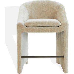 image:imageSAFAVIEH Couture Collection  Kagan Olive Green Chenille 27 Inch Counter Stool Upholstered CounterHeight Seating with Curved Back Fully Assembled SFV4857BTaupe