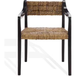 image:imageSAFAVIEH Couture Collection  Kona Woven Abaca Dining Chair Black amp Natural Handwoven Seat and Backrest Fully Assembled CWK2030ABlackNatural
