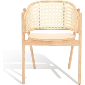 image:imageSAFAVIEH Couture Collection Emmy Tropical Coastal BlackNatural Rattan Back Dining ChairNatural