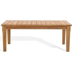 image:imageSAFAVIEH Couture Outdoor  Martinique Coffee Table  Natural  Solid Wood  Coastal Slatted Design  Ideal for Patio Deck Porch Backyard 467 W x 26 D x 185 H CPT1014Natural Teak