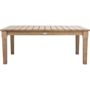 image:imageSAFAVIEH Couture Outdoor  Martinique Coffee Table  Natural  Solid Wood  Coastal Slatted Design  Ideal for Patio Deck Porch Backyard 467 W x 26 D x 185 H CPT1014Natural