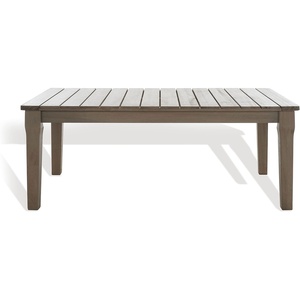image:imageSAFAVIEH Couture Outdoor  Martinique Coffee Table  Natural  Solid Wood  Coastal Slatted Design  Ideal for Patio Deck Porch Backyard 467 W x 26 D x 185 H CPT1014Light Grey