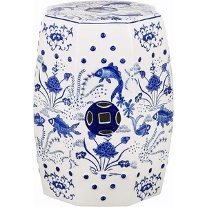 image:imageSAFAVIEH Furniture  Cloud 9 Decorative Garden Stool  Blue  Ceramic  Artisan HandPainted Design  Ideal for Living Room Patio Garden  Fully Assembled ACS4557A