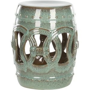 image:imageSAFAVIEH Furniture  Double Coin Decorative Garden Stool  Antique Blue  Ceramic  Artisan Chinoiserie Design  Ideal for Living Room Patio Garden  Fully Assembled ACS4500AAntique Blue