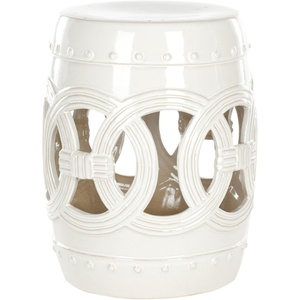 image:imageSAFAVIEH Furniture  Double Coin Decorative Garden Stool  Antique Blue  Ceramic  Artisan Chinoiserie Design  Ideal for Living Room Patio Garden  Fully Assembled ACS4500AAntique White