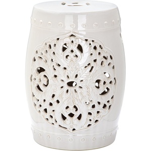 image:imageSAFAVIEH Furniture  Flora Decorative Garden Stool  Spring Green  Ceramic  Artisan HandPainted Design  Ideal for Living Room Patio Garden  Fully Assembled ACS4527ECream