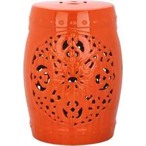 image:imageSAFAVIEH Furniture  Flora Decorative Garden Stool  Spring Green  Ceramic  Artisan HandPainted Design  Ideal for Living Room Patio Garden  Fully Assembled ACS4527EOrange