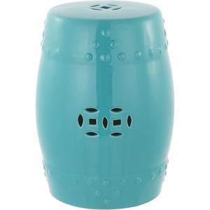 image:imageSAFAVIEH Furniture  Modern Ming Decorative Garden Stool  Creme  Ceramic  Artisan Chinoiserie Design  Ideal for Living Room Patio Garden  Fully Assembled ACS4516BLight Aqua