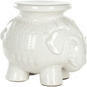 image:imageSAFAVIEH Home Collection  Decorative Silver Glazed Ceramic Elephant Garden Stool Sculptural Indoor amp Outdoor Accent ACS4501EWhite